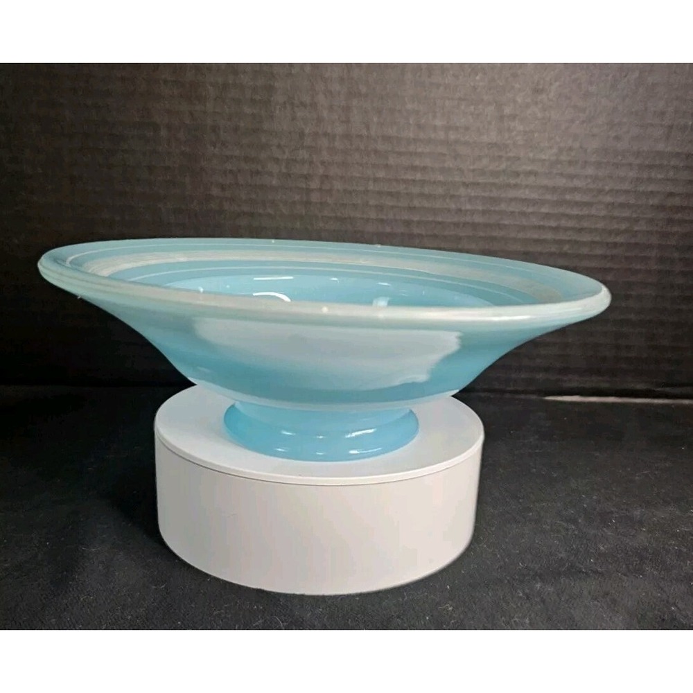 Antique PERSIAN Blue Fenton Bowl with White Trim Star Design On Bottom, 8" Dia
